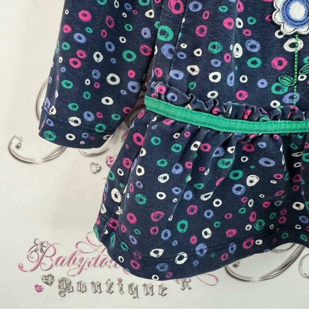 Boboli dress ruffles floral flowers embroidered pink navy Baby Polka Dot Outfit - Picture 6 of 16